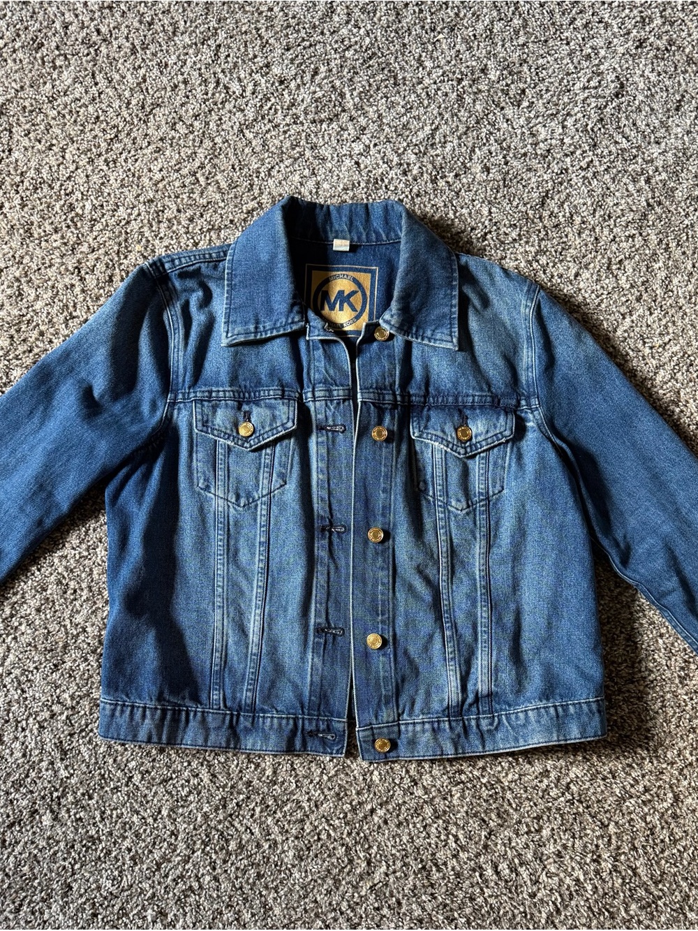 Michael Kors Dark Blue Denim Jacket with Gold Buttons